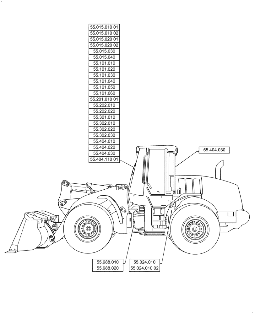 Схема запчастей Case 721G - (55.000.00[02]) - SECTION INDEX - ELECTRICAL SYSTEMS (55) - ELECTRICAL SYSTEMS