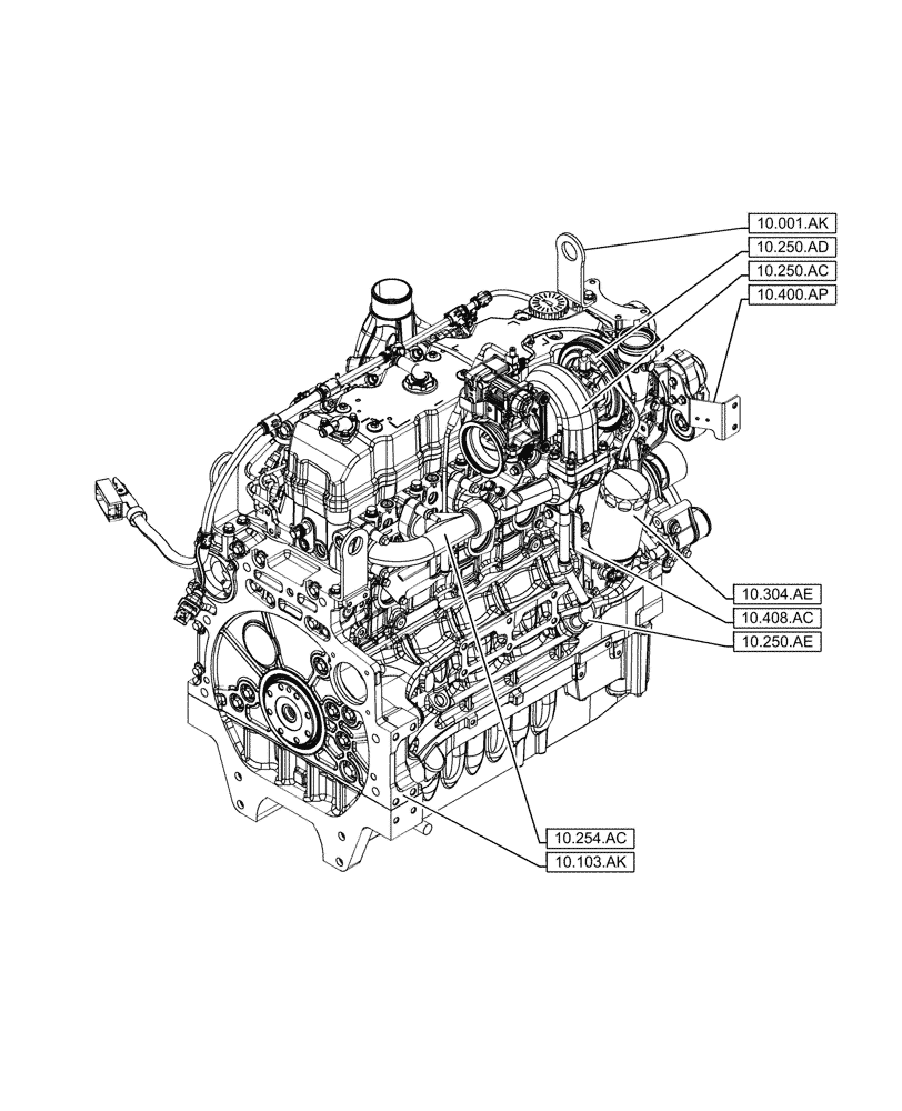 Схема запчастей Case F4DFE613N B006 - (10.000.00[02]) - SECTION INDEX - ENGINE (10) - ENGINE