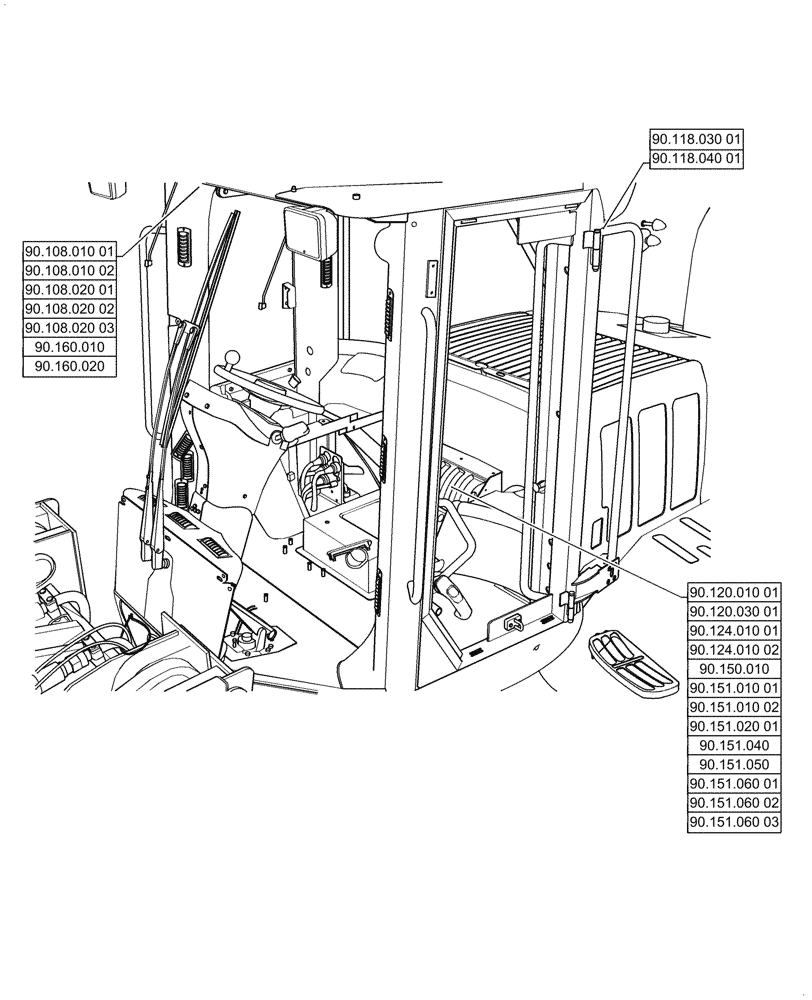 Схема запчастей Case 921G - (90.000.00[02]) - SECTION INDEX - PLATFORM, CAB, BODYWORK & DECALS (90) - PLATFORM, CAB, BODYWORK AND DECALS