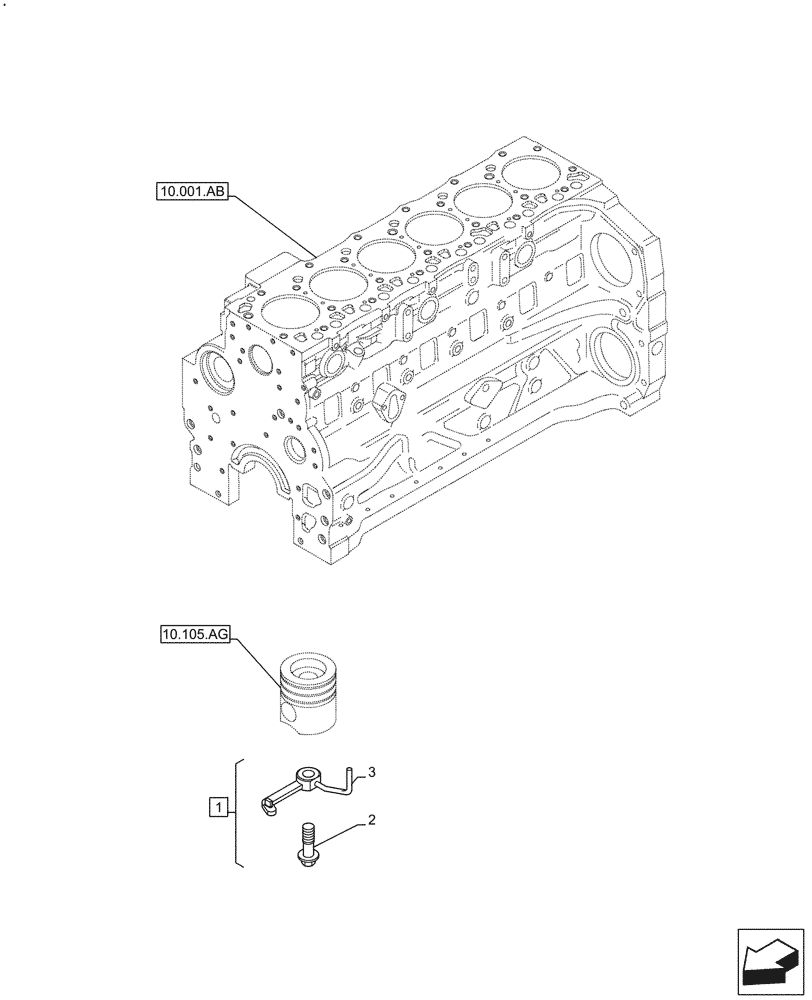 Схема запчастей Case F4DFE613N B006 - (10.304.AR) - PISTON COOLING NOZZLE (10) - ENGINE