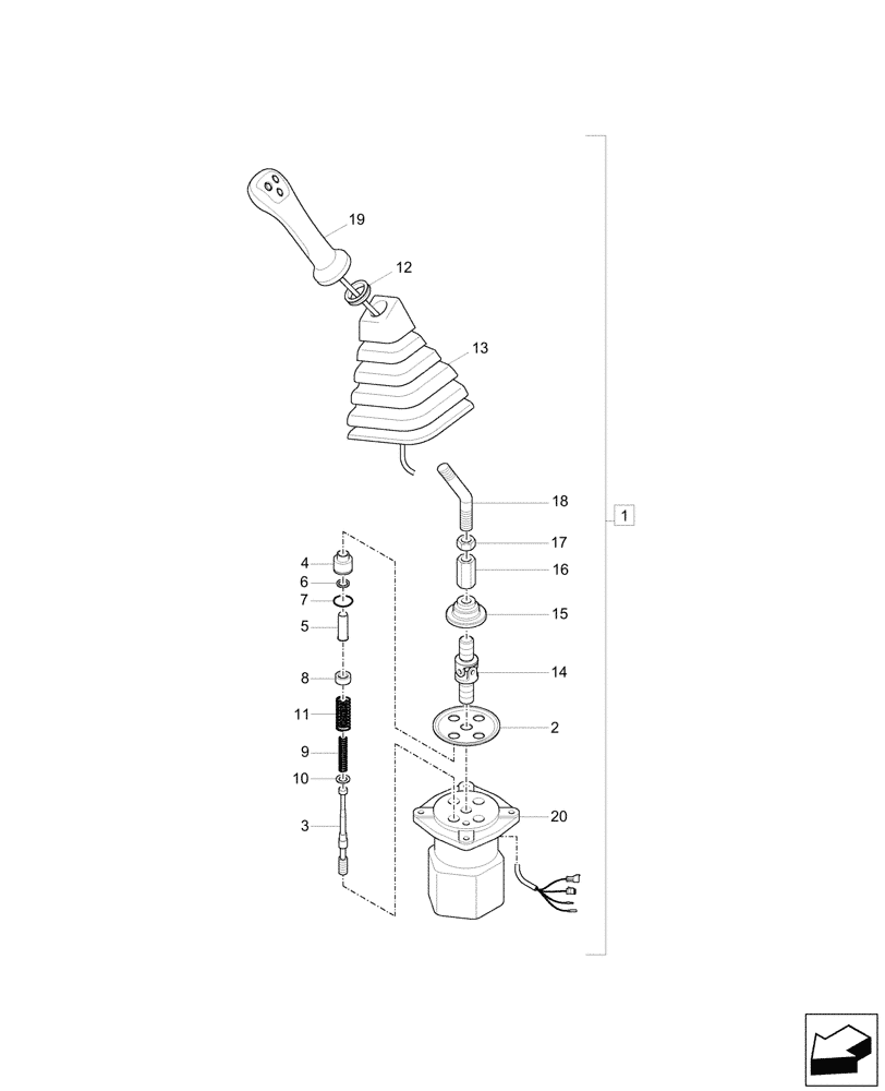 Схема запчастей Case CX17C - (35.355.020) - JOYSTICK, VALVE, COMPONENTS (35) - HYDRAULIC SYSTEMS