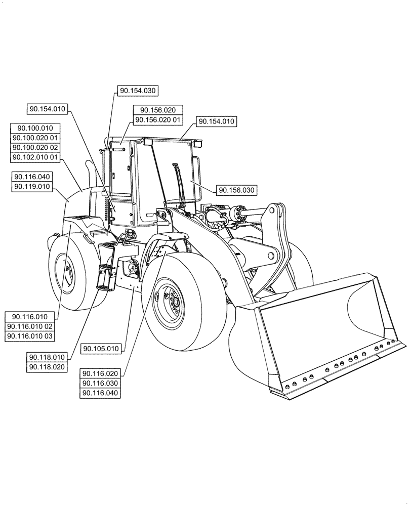 Схема запчастей Case 721G - (90.000.00[01]) - SECTION INDEX - PLATFORM, CAB, BODYWORK & DECALS (90) - PLATFORM, CAB, BODYWORK AND DECALS
