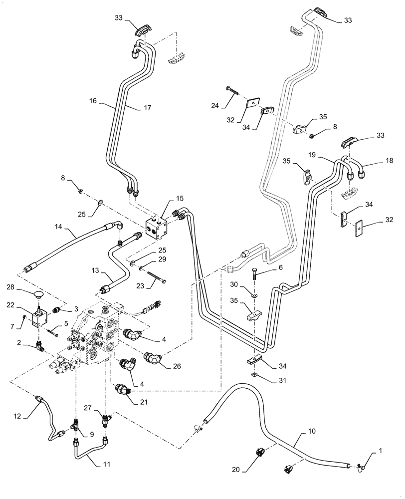 Схема запчастей Case TR270 - (35.701.AX[01]) - LOADER VALVE PLUMBING 03-OCT-2016 AND AFTER (35) - HYDRAULIC SYSTEMS