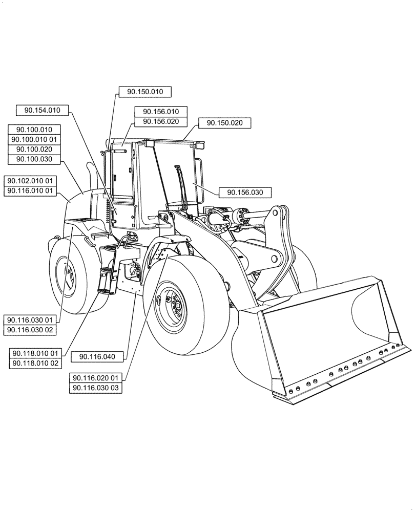 Схема запчастей Case 821G - (90.000.00[01]) - SECTION INDEX - PLATFORM, CAB, BODYWORK & DECALS (90) - PLATFORM, CAB, BODYWORK AND DECALS