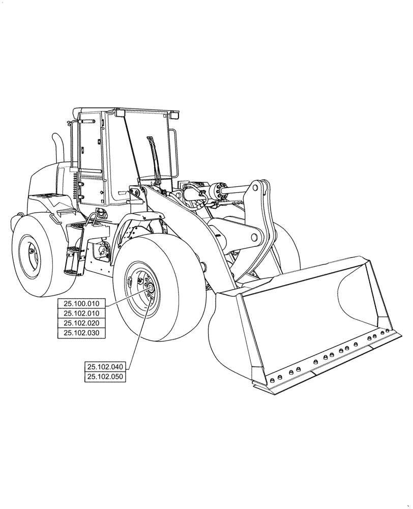 Схема запчастей Case 921G - (25.000.00) - SECTION INDEX - FRONT AXLE SYSTEM (25) - FRONT AXLE SYSTEM