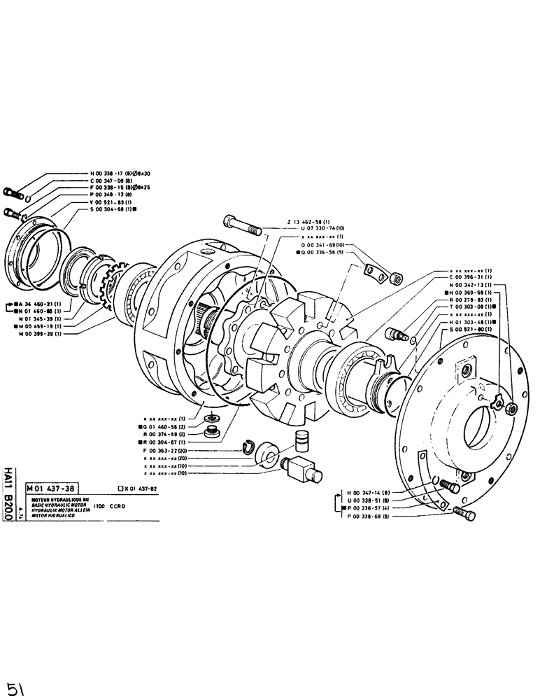 Схема запчастей Case SC150K - (051) - BASIC HYDRAULIC MOTOR 