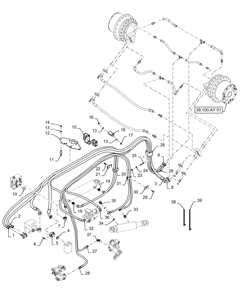 Схема запчастей Case DV210CD - (35.995.AB[02]) - REAR, TIRE, HYD. LINE (35) - HYDRAULIC SYSTEMS