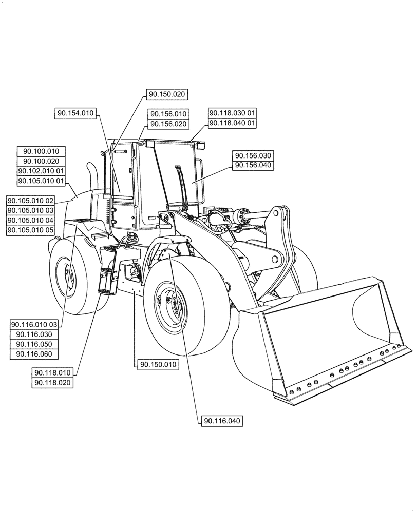 Схема запчастей Case 1021G - (90.000.00[01]) - SECTION INDEX - PLATFORM, CAB, BODYWORK & DECALS (90) - PLATFORM, CAB, BODYWORK AND DECALS