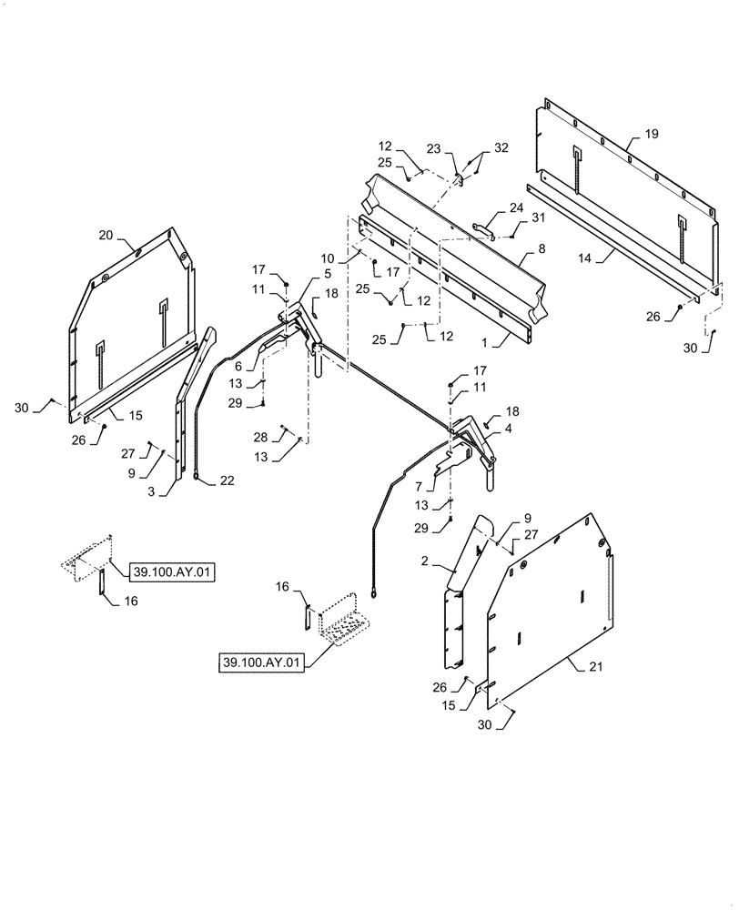 Схема запчастей Case DV209CD - (90.105.BH) - COVER, THERMAL - COMBI (90) - PLATFORM, CAB, BODYWORK AND DECALS