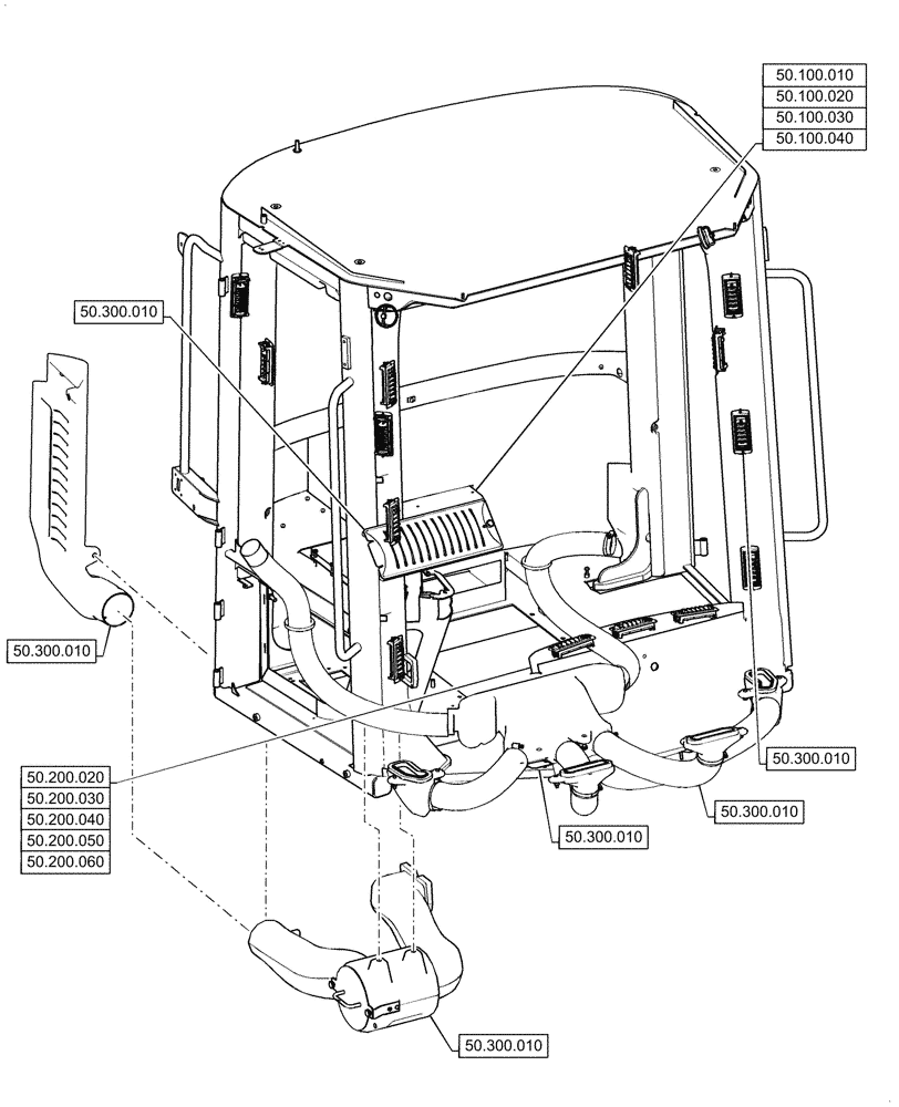 Схема запчастей Case 1021G - (50.000.00[01]) - SECTION INDEX - CAB CLIMATE CONTROL (50) - CAB CLIMATE CONTROL