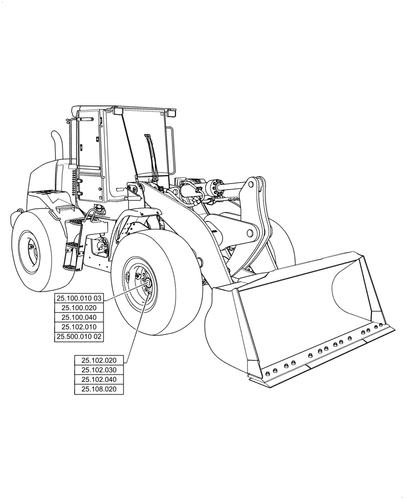 Схема запчастей Case 1021G - (25.000.00) - SECTION INDEX - FRONT AXLE SYSTEM (25) - FRONT AXLE SYSTEM