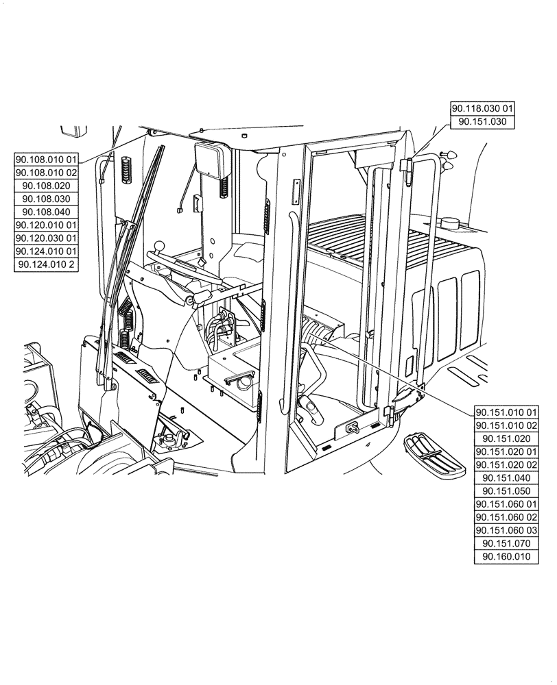 Схема запчастей Case 1021G - (90.000.00[02]) - SECTION INDEX - PLATFORM, CAB, BODYWORK & DECALS (90) - PLATFORM, CAB, BODYWORK AND DECALS