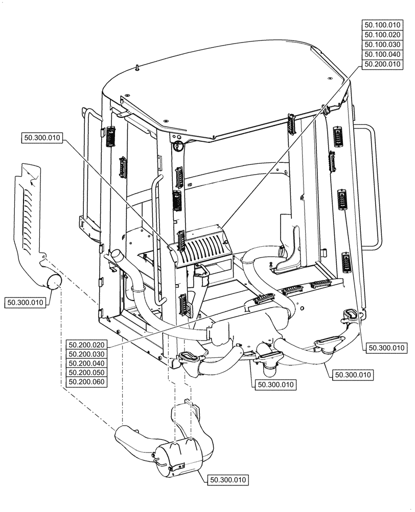 Схема запчастей Case 1121G - (50.000.00[01]) - SECTION INDEX - CAB CLIMATE CONTROL (50) - CAB CLIMATE CONTROL
