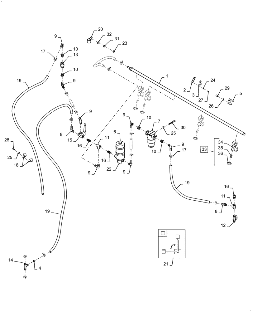 Схема запчастей Case DV210CD - (39.500.AQ[01]) - SPRINKLING SYSTEM INSTALLATION - COMBI, REAR (39) - FRAMES AND BALLASTING
