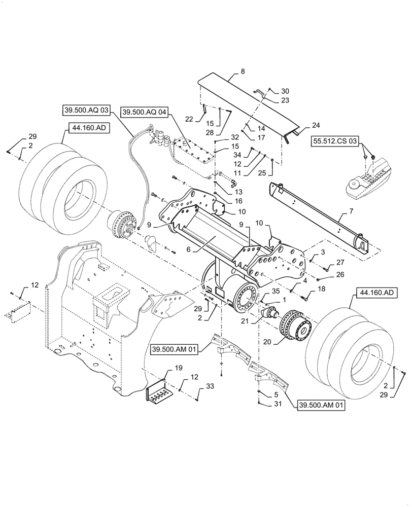 Схема запчастей Case DV209CD - (39.100.AY[01]) - REAR, FRAME, TIRE, MOUNTING (39) - FRAMES AND BALLASTING