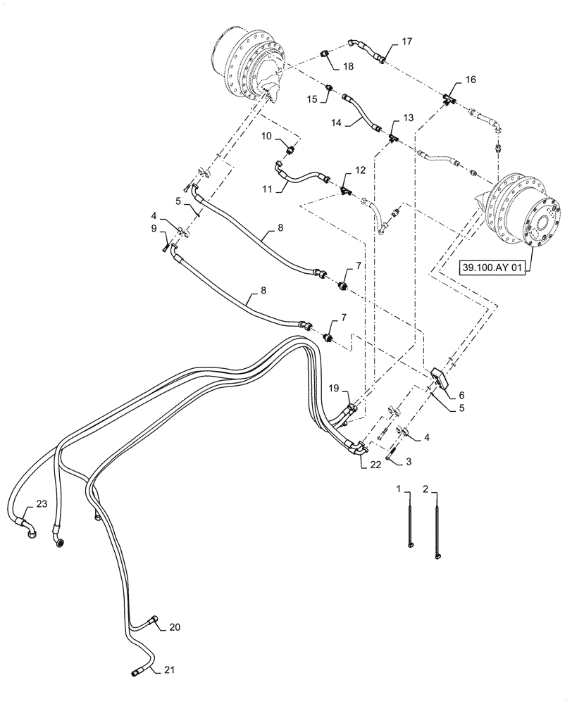 Схема запчастей Case DV210CD - (35.995.AB[03]) - REAR, TIRE, HYD. LINE (35) - HYDRAULIC SYSTEMS
