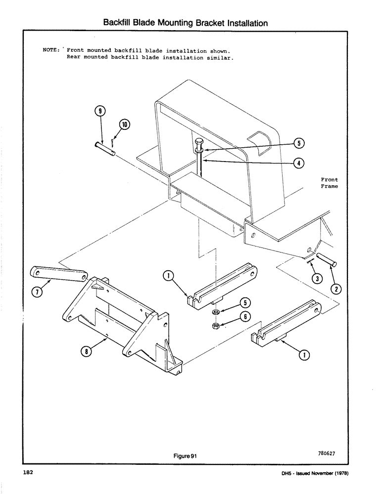 Схема запчастей Case DH5 - (182) - BACKFILL BLADE MOUNTING BRACKET INSTALLATION (86) - DOZER