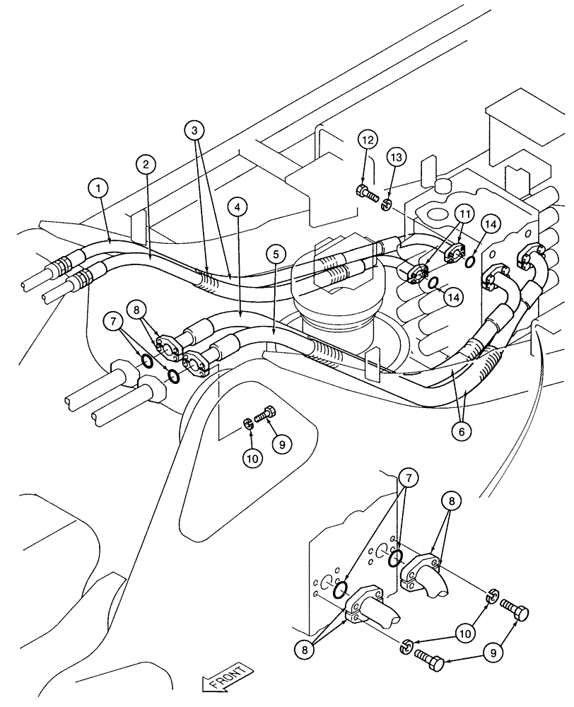 Схема запчастей Case 9060 - (8-084) - ARM AND BUCKET HYDRAULIC CIRCUITS, CONTROL VALVE TO BASE OF BOOM (08) - HYDRAULICS