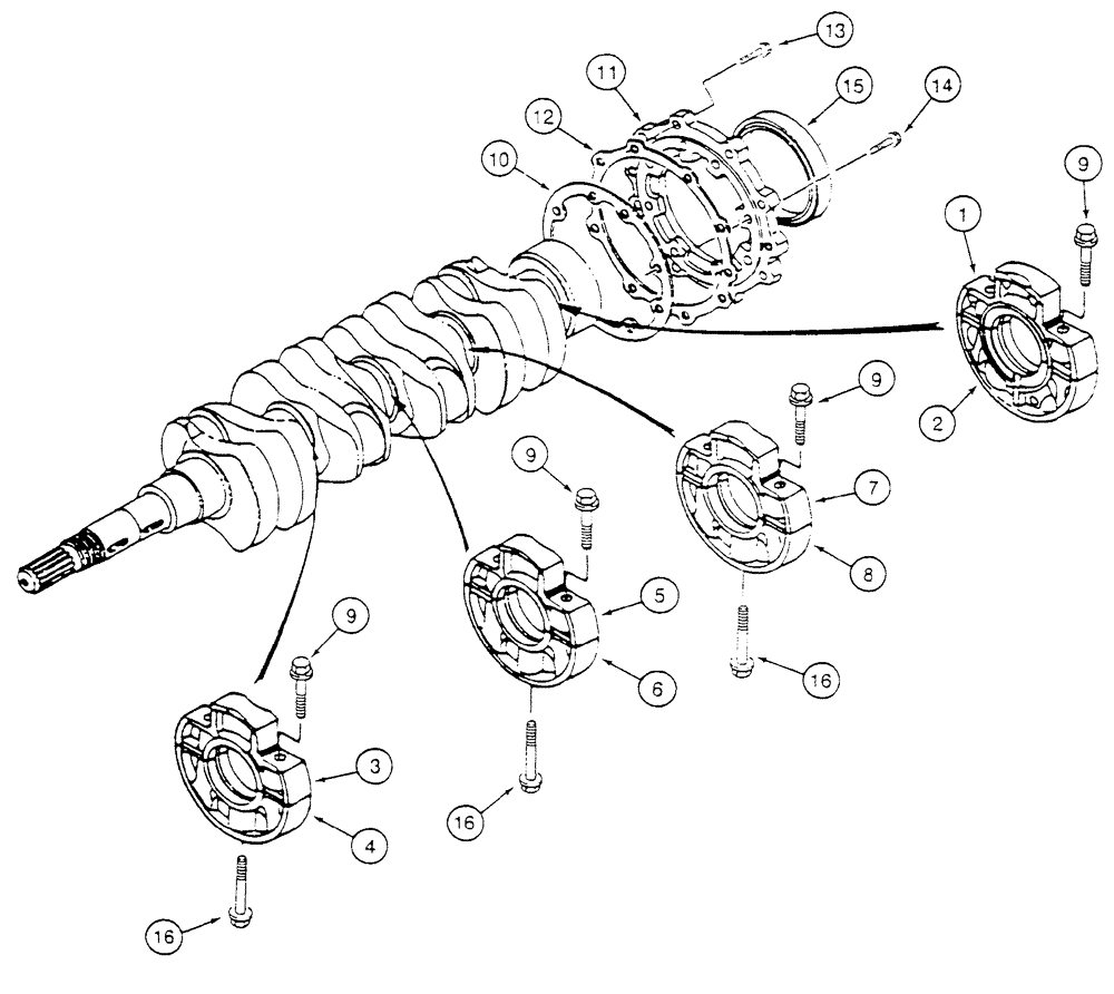 Схема запчастей Case 6010 - (02-18) - BEARING, MAIN HOUSING, KUBOTA V2003TE ENGINE (10) - ENGINE