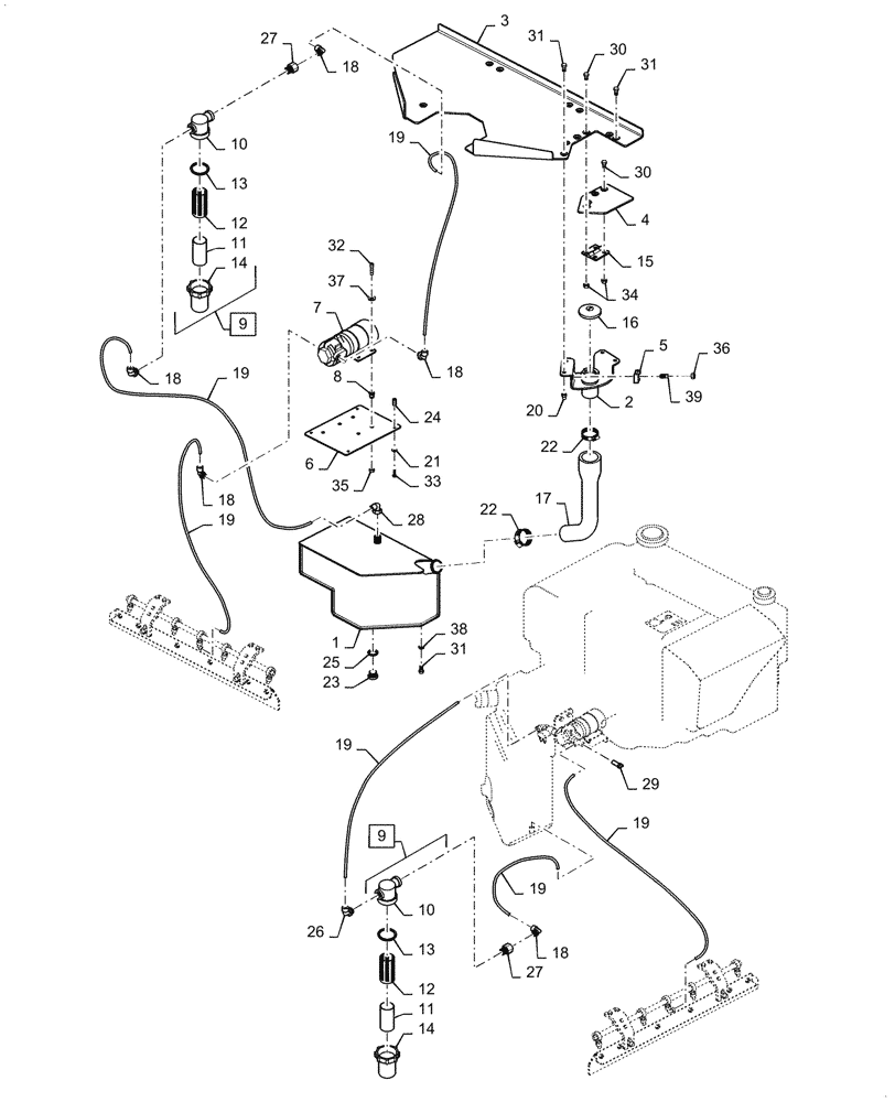 Схема запчастей Case DV23CC - (39.500.AQ) - SPRINKLING SYSTEM (39) - FRAMES AND BALLASTING