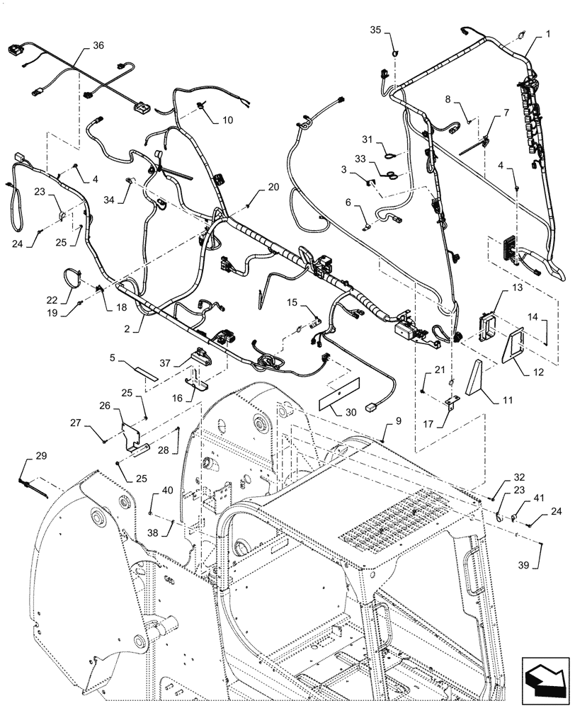 Схема запчастей Case TV380 - (55.101.AC[02]) - WIRE HARNESS & CONNECTOR, MECHANICAL CONTROLS, OPEN CAB (21-MAY-2015 THRU 13-NOV-2016) (55) - ELECTRICAL SYSTEMS