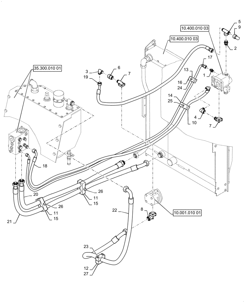 Схема запчастей Case SV208D - (35.752.010[01]) - HYDRAULIC OIL COOLER LINE (35) - HYDRAULIC SYSTEMS