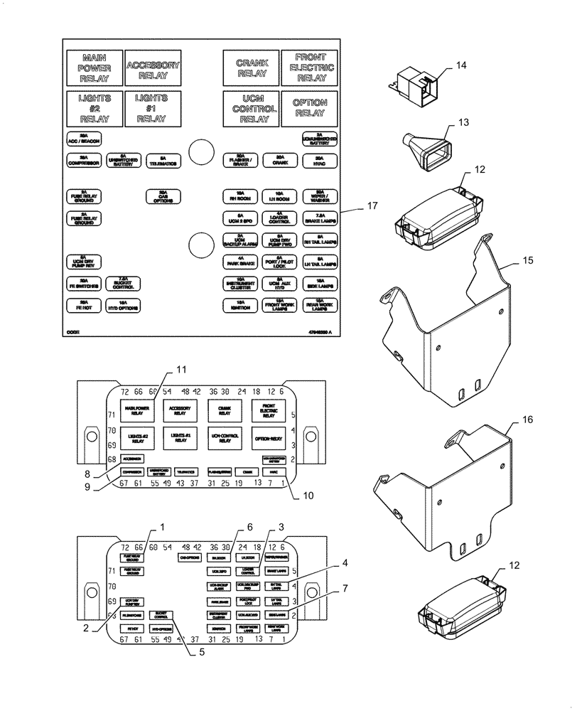 Схема запчастей Case TV380 - (55.100.DO[02]) - FUSE & RELAYS, ELECTRO-HYDRAULIC CONTROLS (14-NOV-2016 & NEWER) (55) - ELECTRICAL SYSTEMS