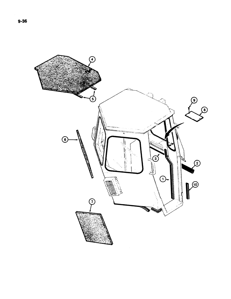 Схема запчастей Case W11B - (9-036) - CAB SEALS, PADS, AND PANELS, ORRVILLE CAB WITH ROTARY TYPE DOOR HANDLES (09) - CHASSIS/ATTACHMENTS