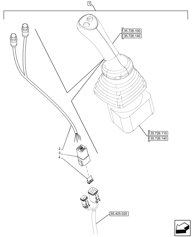 Схема запчастей Case 580SN - (88.100.35[40]) - DIA KIT, BI-AUXILIARY PR VALVE SECTION, PILOT CONTROL (88) - ACCESSORIES