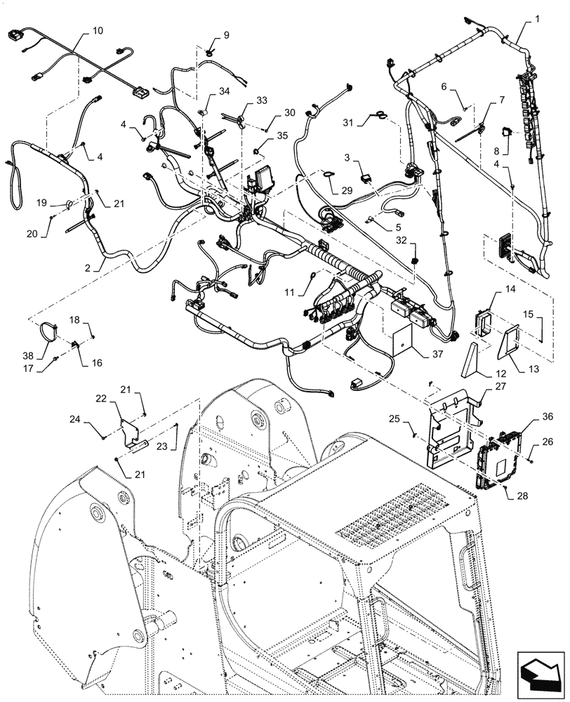 Схема запчастей Case TV380 - (55.101.AC[06]) - WIRE HARNESS & CONNECTOR, ELECTRONIC CONTROLS, OPEN CAB, W/ EHF (21-MAY-2015 THRU 13-NOV-2016) (55) - ELECTRICAL SYSTEMS
