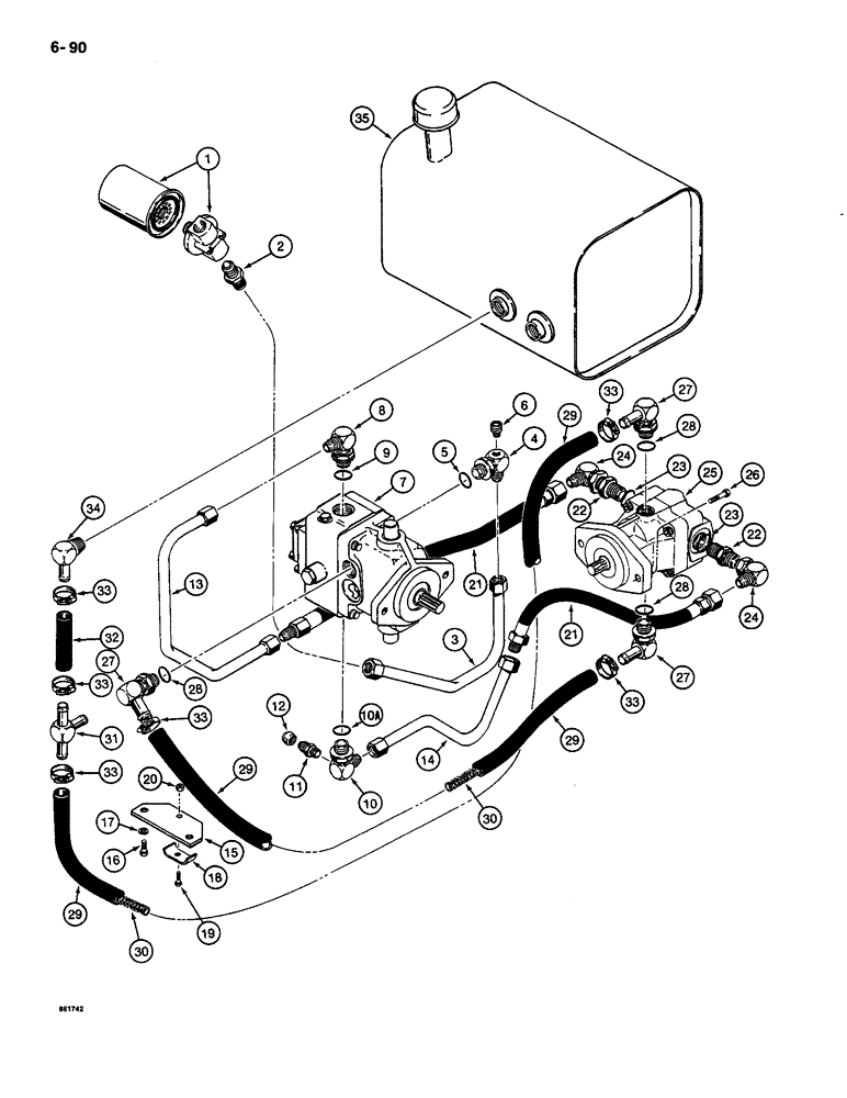 Схема запчастей Case CASE - (6-090) - GROUND DRIVE HYDRAULIC SYSTEM (06) - POWER TRAIN