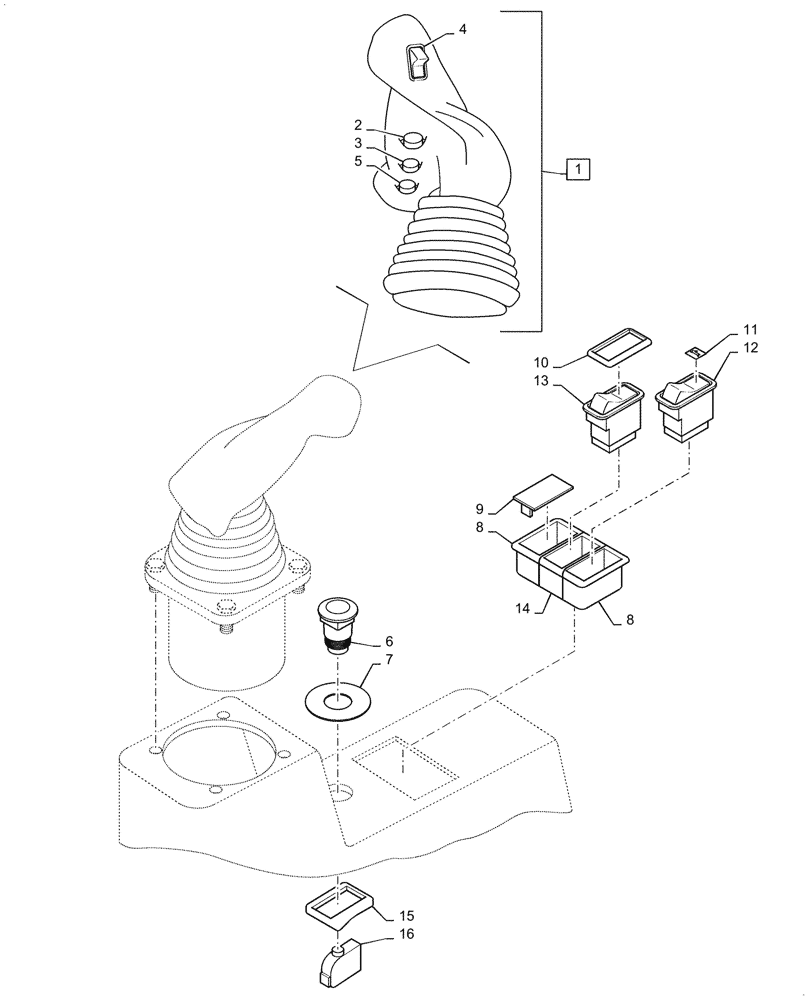 Схема запчастей Case SV208D - (55.101.010[03]) - CONTROL LEVER (55) - ELECTRICAL SYSTEMS