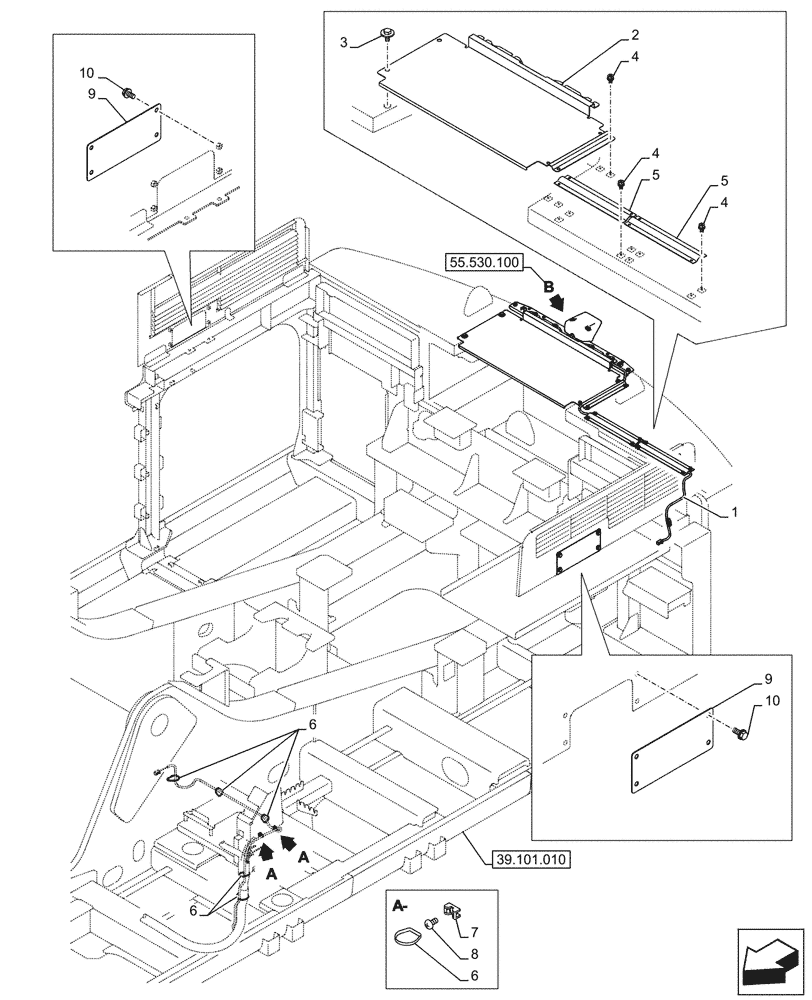 Схема запчастей Case CX750D RTC ME - (55.530.060) - VAR - 461504 - REAR VIEW CAMERA, WIRE HARNESS (55) - ELECTRICAL SYSTEMS
