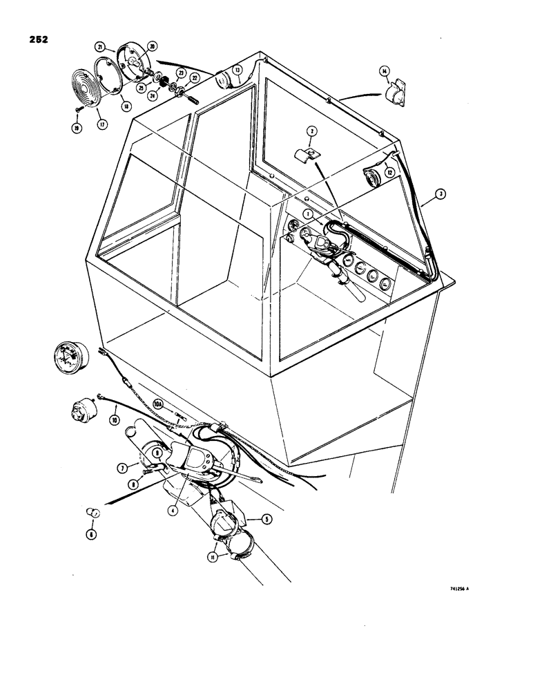 Схема запчастей Case W18 - (252) - CAB WITH TURN SIGNAL AND FLASHER LIGHTS, BEFORE TRACTOR SN. 9115403 (09) - CHASSIS