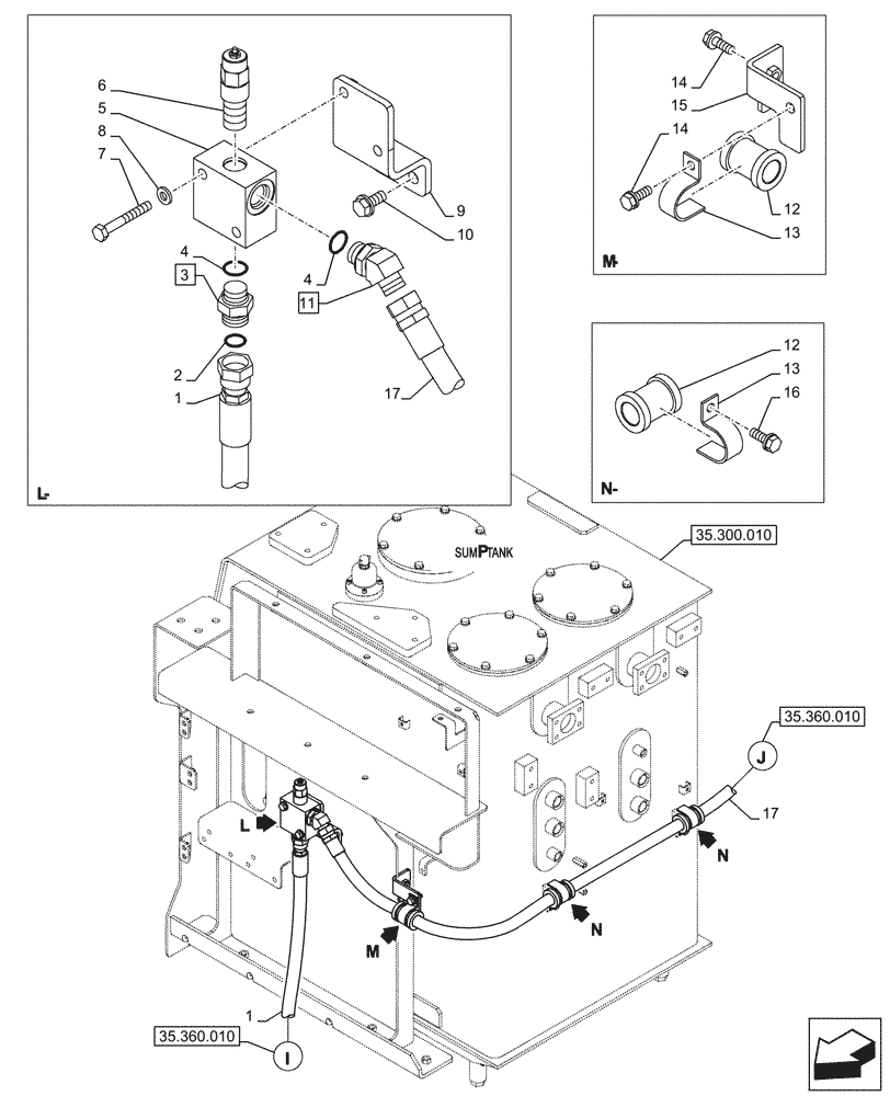 Схема запчастей Case CX750D RTC ME - (35.360.030) - VAR - 461863 - HYDRAULIC LINE, CLAMSHELL BUCKET, ROTATION, W/ ELECTRICAL PROPORTIONAL CONTROL (35) - HYDRAULIC SYSTEMS