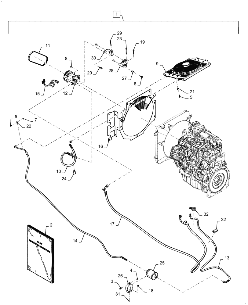 Схема запчастей Case TR320 - (88.050.06) - DIA KIT, F5C AC HOSE, T4 (88) - ACCESSORIES