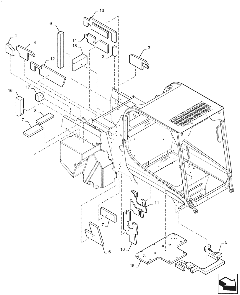 Схема запчастей Case TV380 - (90.105.010[01]) - INSULATION & SOUNDPROOFING (90) - PLATFORM, CAB, BODYWORK AND DECALS