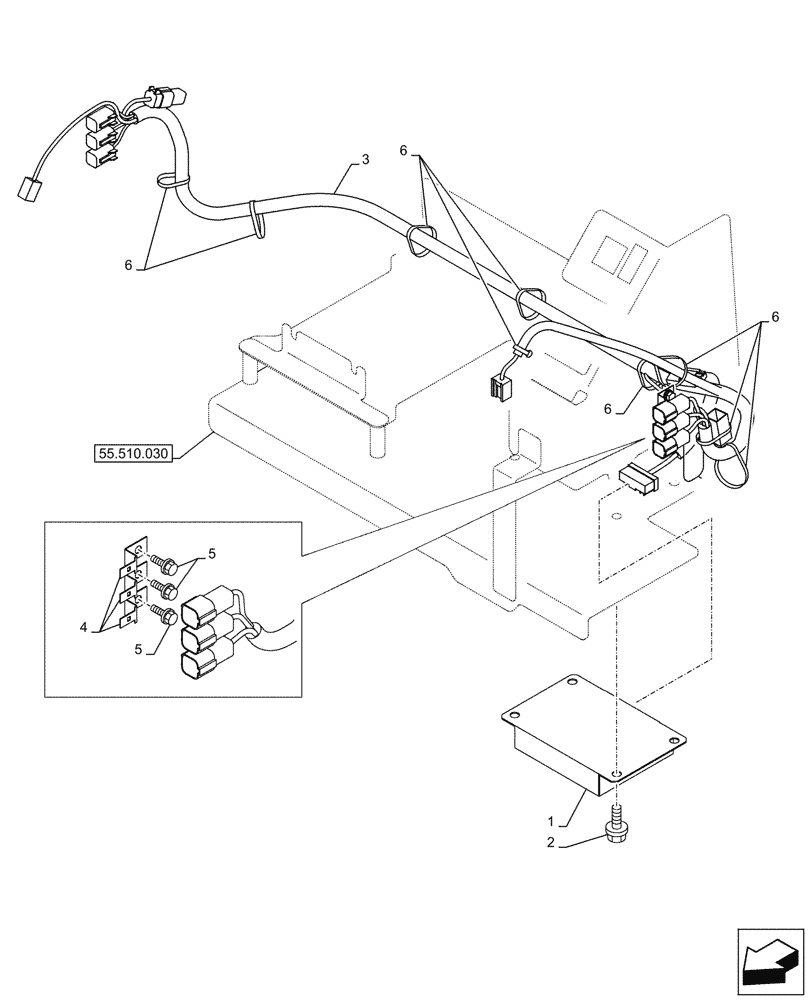 Схема запчастей Case CX750D RTC ME - (55.530.010) - VAR - 488055 - REAR VIEW CAMERA, SIDE CAMERA, CONTROLLER (55) - ELECTRICAL SYSTEMS