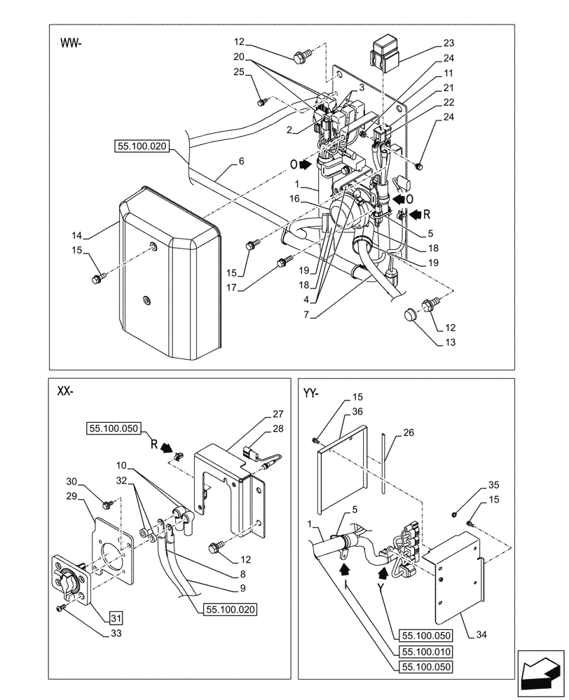 Схема запчастей Case CX750D RTC ME - (55.100.060) - MAIN, WIRE HARNESS (55) - ELECTRICAL SYSTEMS