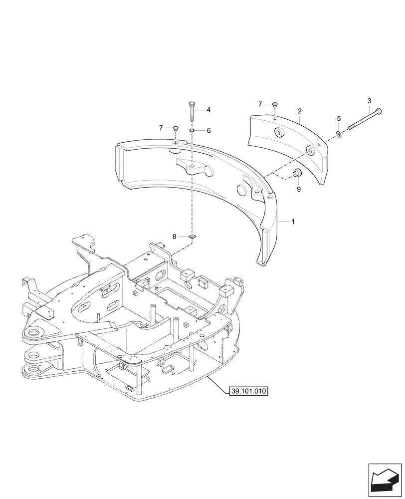 Схема запчастей Case CX33C - (39.140.010) - VAR - 747995, 747996 - COUNTERWEIGHT (39) - FRAMES AND BALLASTING