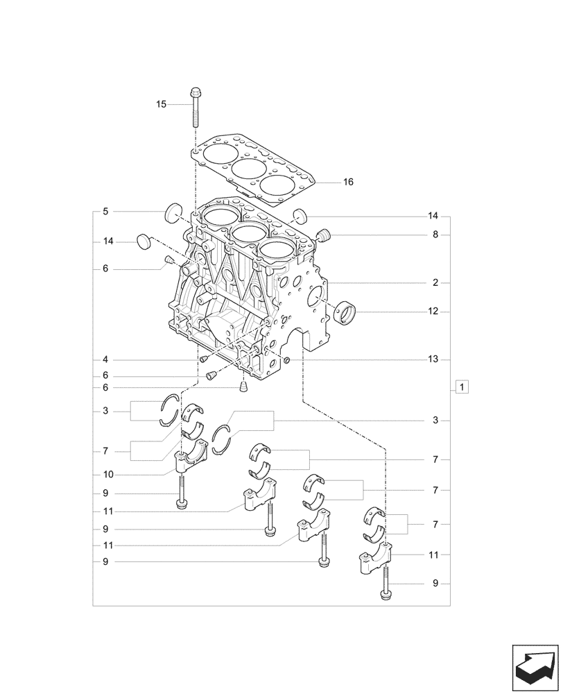 Схема запчастей Case CX33C - (10.001.030) - CRANKCASE (10) - ENGINE