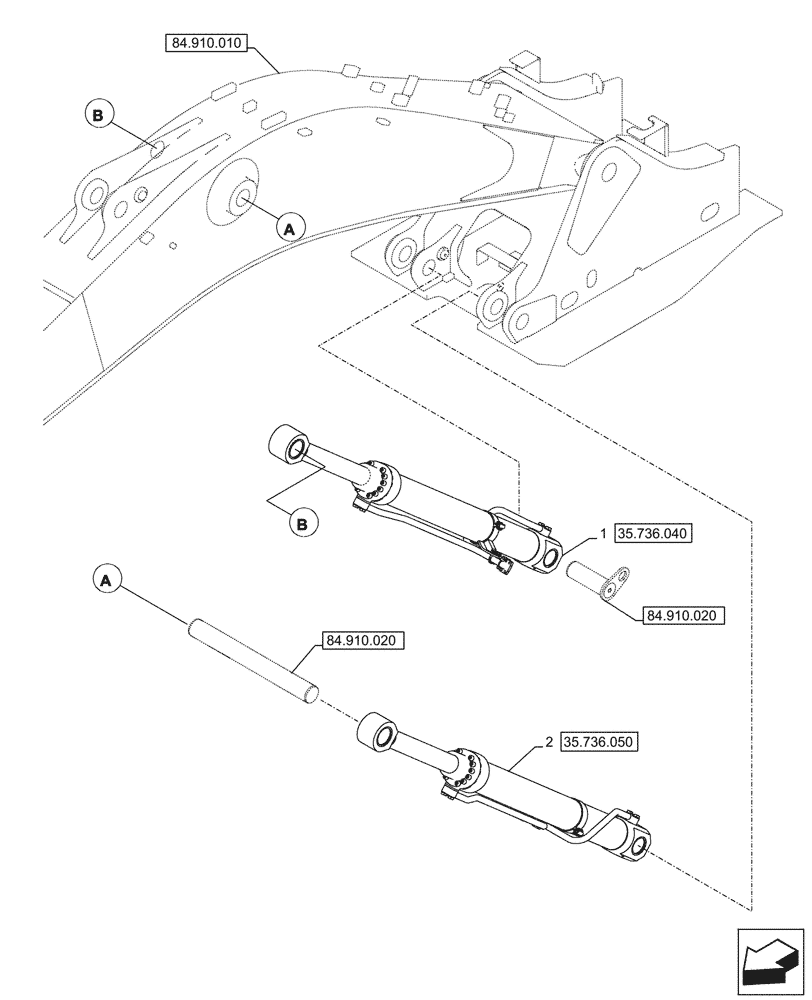 Схема запчастей Case CX750D RTC ME - (35.736.030) - VAR - 461543, 461028 - LIFT CYLINDER, BOOM (35) - HYDRAULIC SYSTEMS
