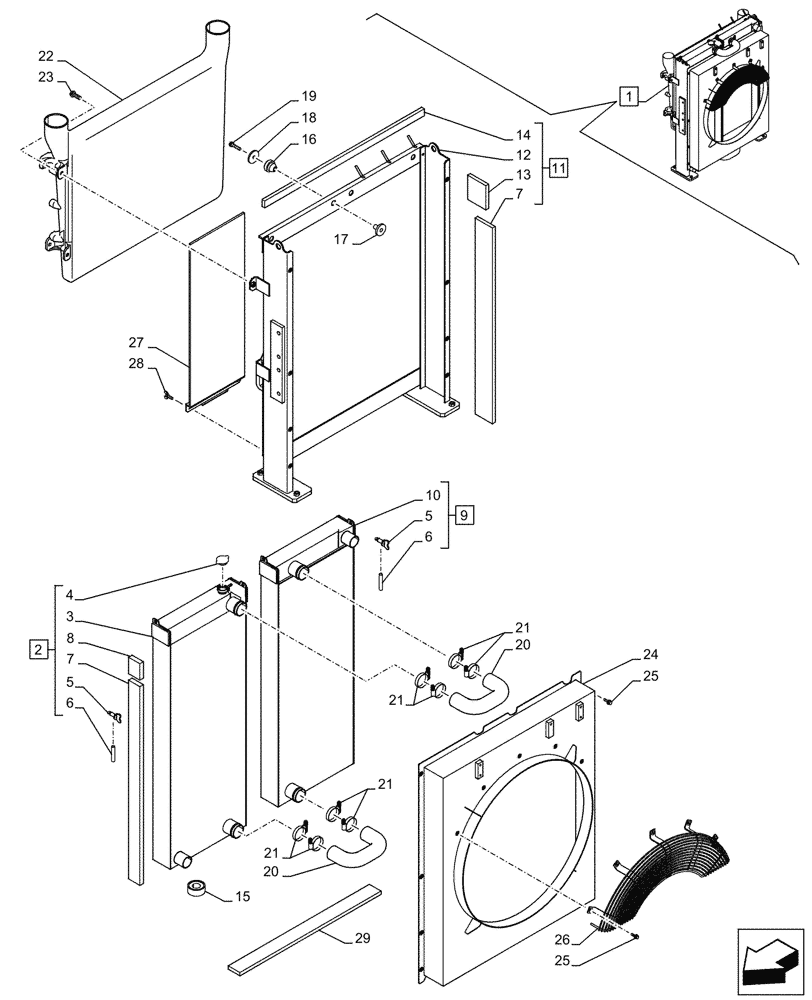 Схема запчастей Case CX750D RTC ME - (10.400.020) - RADIATOR, HYDRAULIC, COMPONENTS (10) - ENGINE