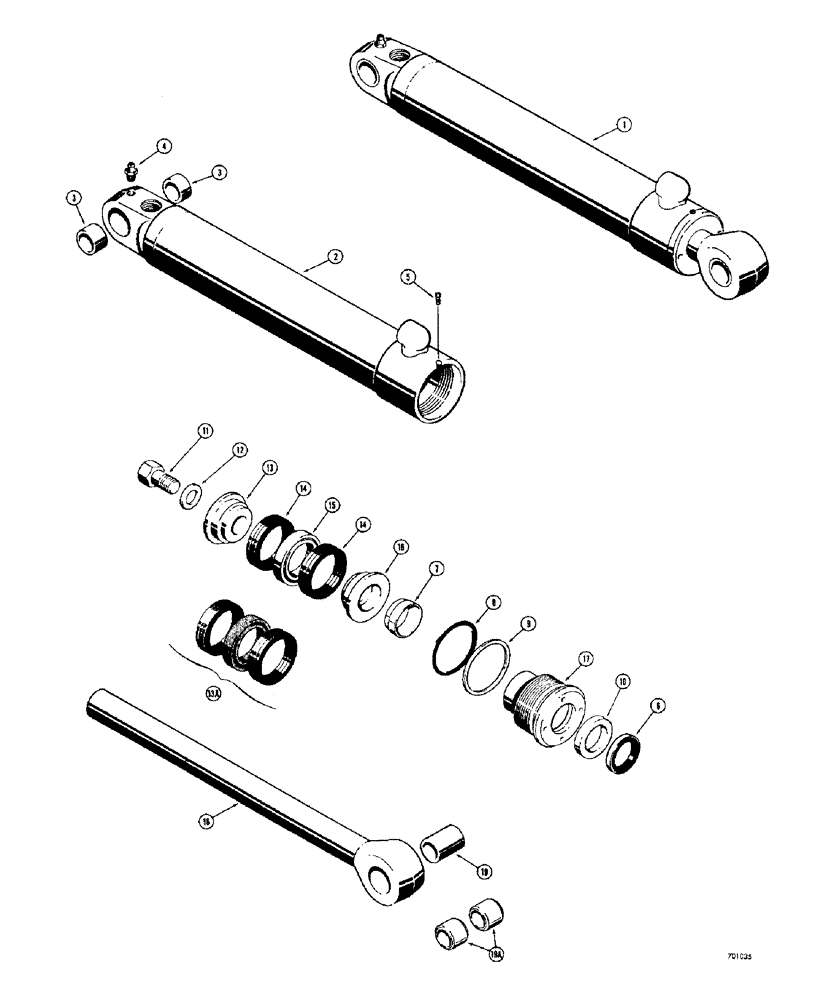 Схема запчастей Case 34 - (104) - BACKHOE STABILIZER CYL. S/N 1022951 & AFTER, CYL. W/FLAT SNAP-IN TYPE OUTER ROD WIPER 