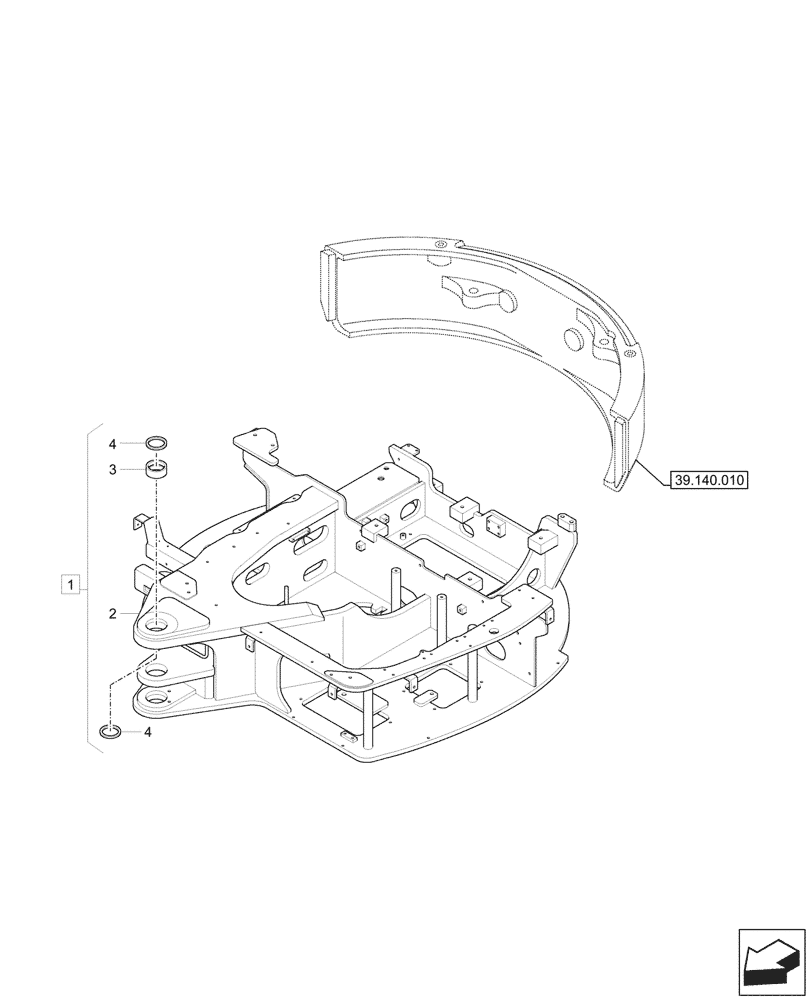 Схема запчастей Case CX33C - (39.101.010) - UPPER, FRAME (39) - FRAMES AND BALLASTING