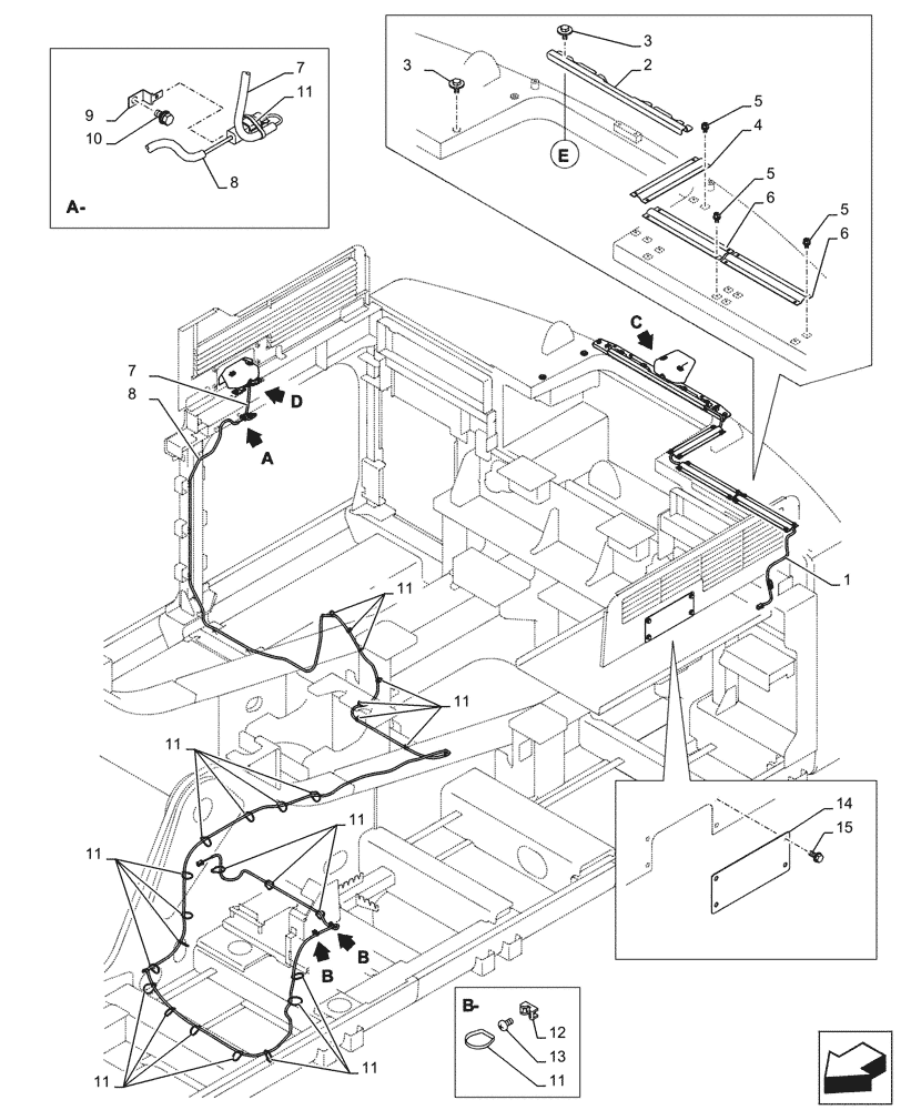 Схема запчастей Case CX750D RTC ME - (55.530.090) - VAR - 461560 - REAR VIEW CAMERA, SIDE CAMERA, WIRE HARNESS, OPTION, COUNTERWEIGHT (55) - ELECTRICAL SYSTEMS