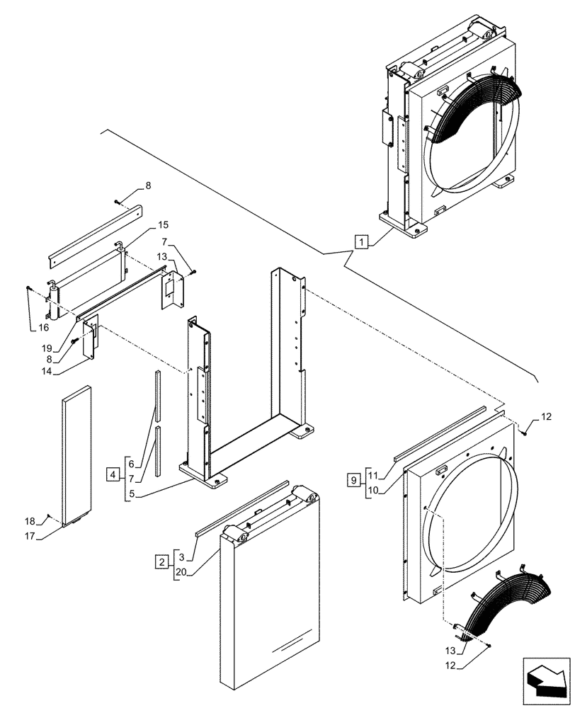Схема запчастей Case CX750D RTC ME - (10.400.040) - RADIATOR, HYDRAULIC, COMPONENTS (10) - ENGINE