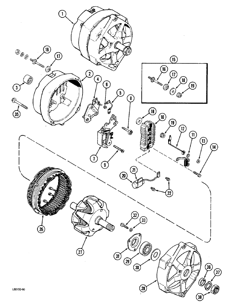 Схема запчастей Case W36 - (3-78) - L101465 ALTERNATOR, METRIC EXTERNAL THREADS, 40 AMPERE - 24 VOLT (03) - FUEL SYSTEM