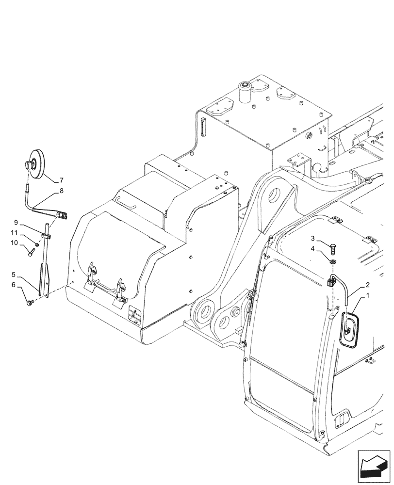 Схема запчастей Case CX750D RTC ME - (90.118.020) - REAR VIEW MIRROR, OUTSIDE (90) - PLATFORM, CAB, BODYWORK AND DECALS