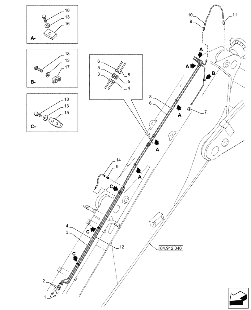 Схема запчастей Case CX750D RTC - (71.460.050) - VAR - 781930 - ARM, LUBRIFICATION LINE (71) - LUBRICATION SYSTEM